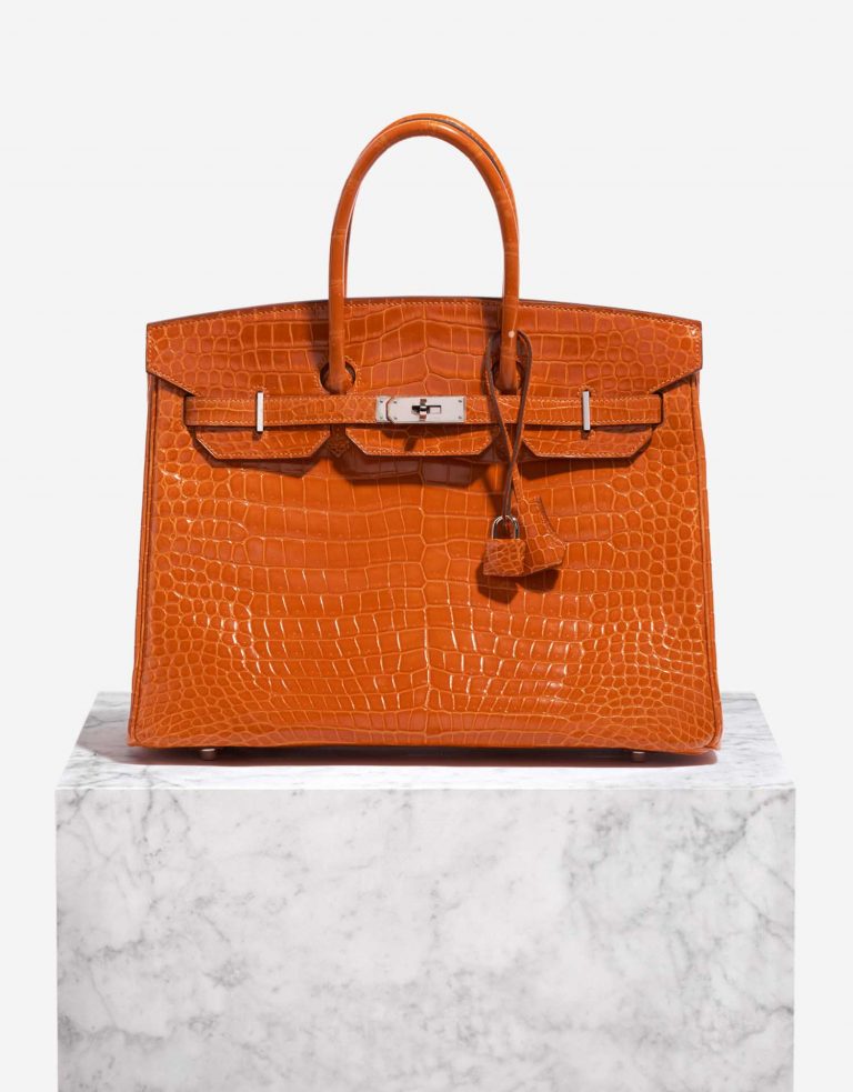 Pre-owned Hermès bag Birkin 35 Porosus Crocodile Pain d’épice Orange Front | Sell your designer bag on Saclab.com