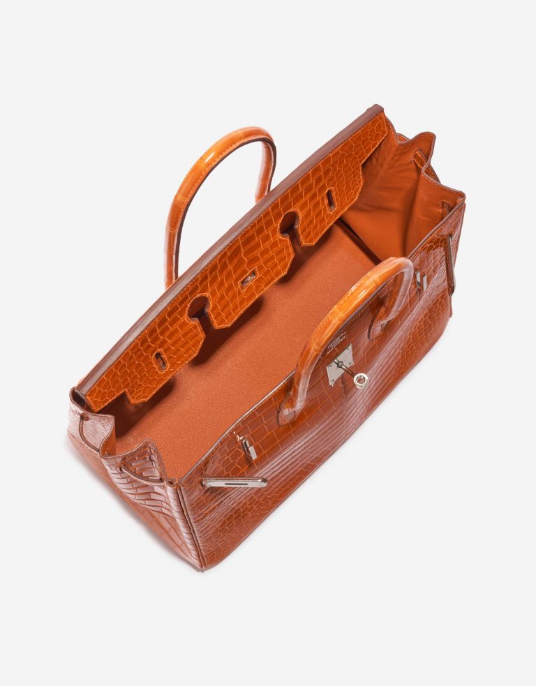 Pre-owned Hermès bag Birkin 35 Porosus Crocodile Pain d’épice Orange Inside | Sell your designer bag on Saclab.com