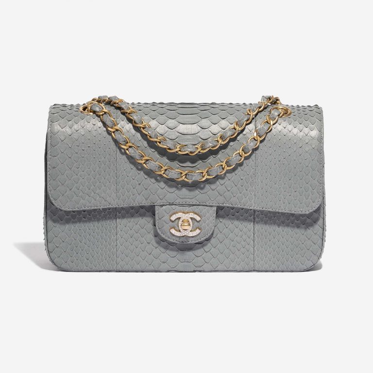 Pre-owned Chanel bag Timeless Medium Python Grey, 18k Gold and 2.5ct Diamonds Grey Front | Sell your designer bag on Saclab.com