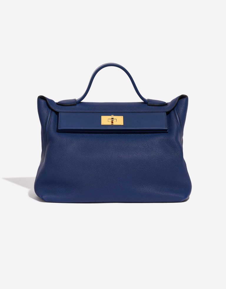 Pre-owned Hermès bag 24/24 35 Clemence / Swift Deep Blue Blue Front | Sell your designer bag on Saclab.com