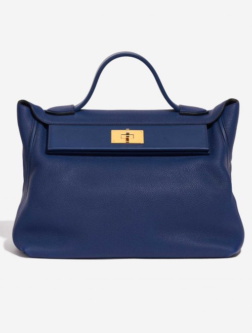 Pre-owned Hermès bag 24/24 35 Clemence / Swift Deep Blue Blue Front | Sell your designer bag on Saclab.com