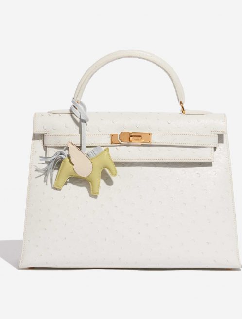 Pre-owned Hermès bag Rodeo Pegasus PM Milo Lamb Jaune Bourgeon / Bleu Brume / Nata Beige, White, Yellow Front | Sell your designer bag on Saclab.com