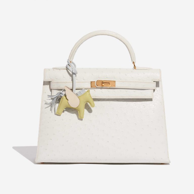 Pre-owned Hermès bag Rodeo Pegasus PM Milo Lamb Jaune Bourgeon / Bleu Brume / Nata Beige, White, Yellow Front | Sell your designer bag on Saclab.com