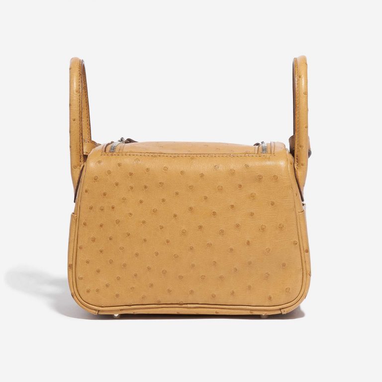 Pre-owned Hermès bag Lindy 20 Mini Ostrich Tabac Camel Yellow Back | Sell your designer bag on Saclab.com