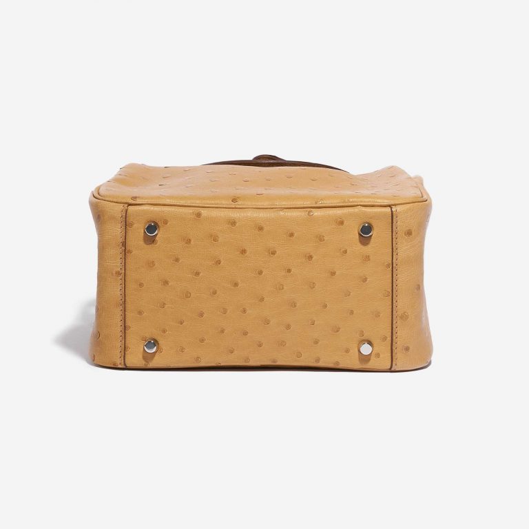 Pre-owned Hermès bag Lindy 20 Mini Ostrich Tabac Camel Yellow Bottom | Sell your designer bag on Saclab.com