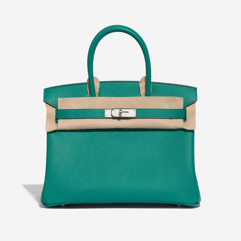 Pre-owned Hermès bag Birkin 30 Epsom Vert Jade Green Front Velt | Sell your designer bag on Saclab.com