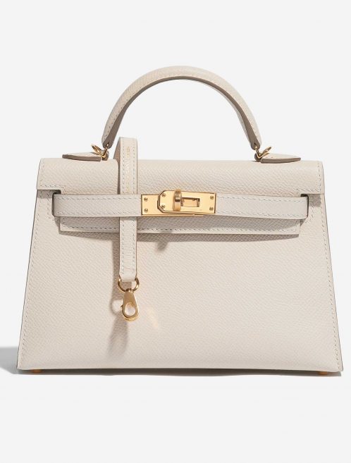 Pre-owned Hermès bag Kelly Mini Epsom Craie White Front | Sell your designer bag on Saclab.com