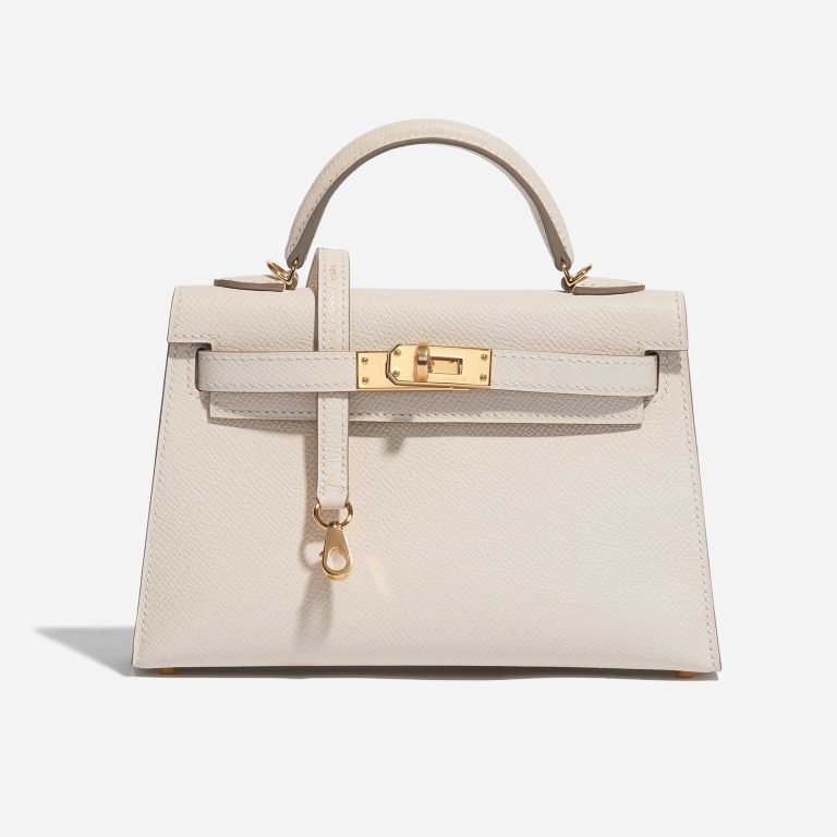 Pre-owned Hermès bag Kelly Mini Epsom Craie White Front | Sell your designer bag on Saclab.com