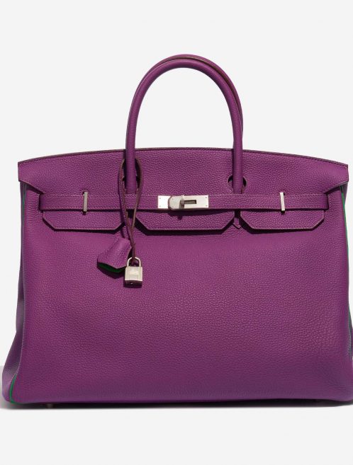 Pre-owned Hermès bag Birkin 40 HSS Togo Anemone / Bamboo Green, Violet Front | Sell your designer bag on Saclab.com