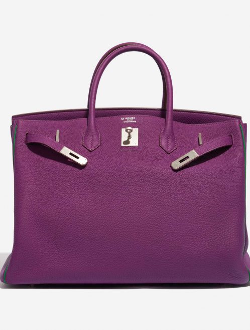 Pre-owned Hermès bag Birkin 40 HSS Togo Anemone / Bamboo Green, Violet Front Open | Sell your designer bag on Saclab.com