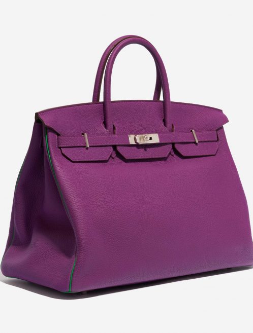 Pre-owned Hermès bag Birkin 40 HSS Togo Anemone / Bamboo Green, Violet Side Front | Sell your designer bag on Saclab.com