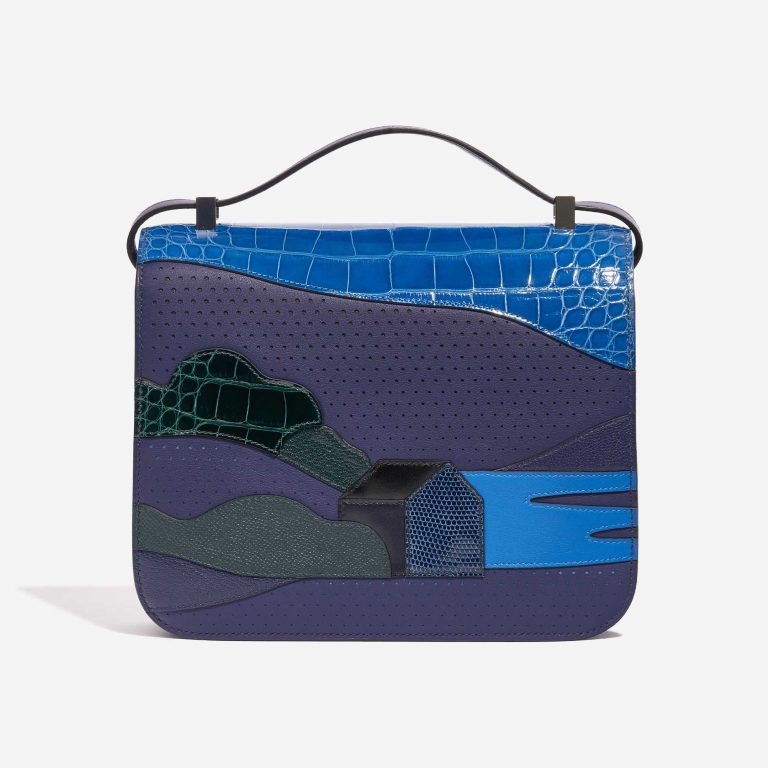 Pre-owned Hermès bag Constance 24 Endless Road Swift / Alligator / Lizard Blue Encre / Blue Zellige / Vert Cypress / Blue Nuit Blue, Multicolour Back | Sell your designer bag on Saclab.com