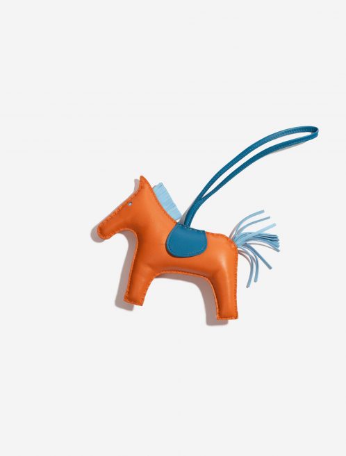 Pre-owned Hermès bag Rodeo GM Milo Lamb Feu / Bleu Aztec / Bleu Mykonos Multicolour, Orange Front | Sell your designer bag on Saclab.com