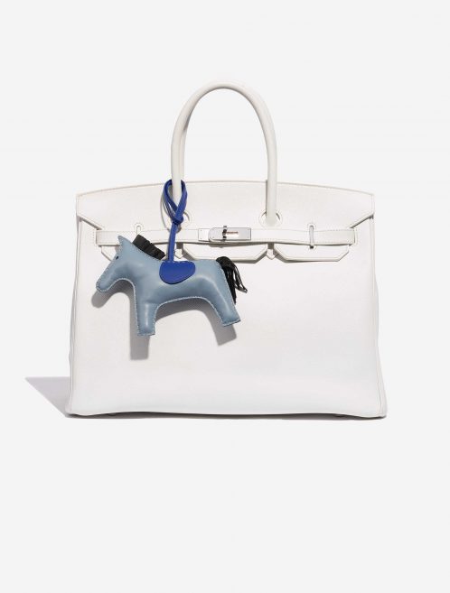 Pre-owned Hermès bag Rodeo GM Milo Lamb Blue Jean / Black / Blue Electrique Blue Front | Sell your designer bag on Saclab.com