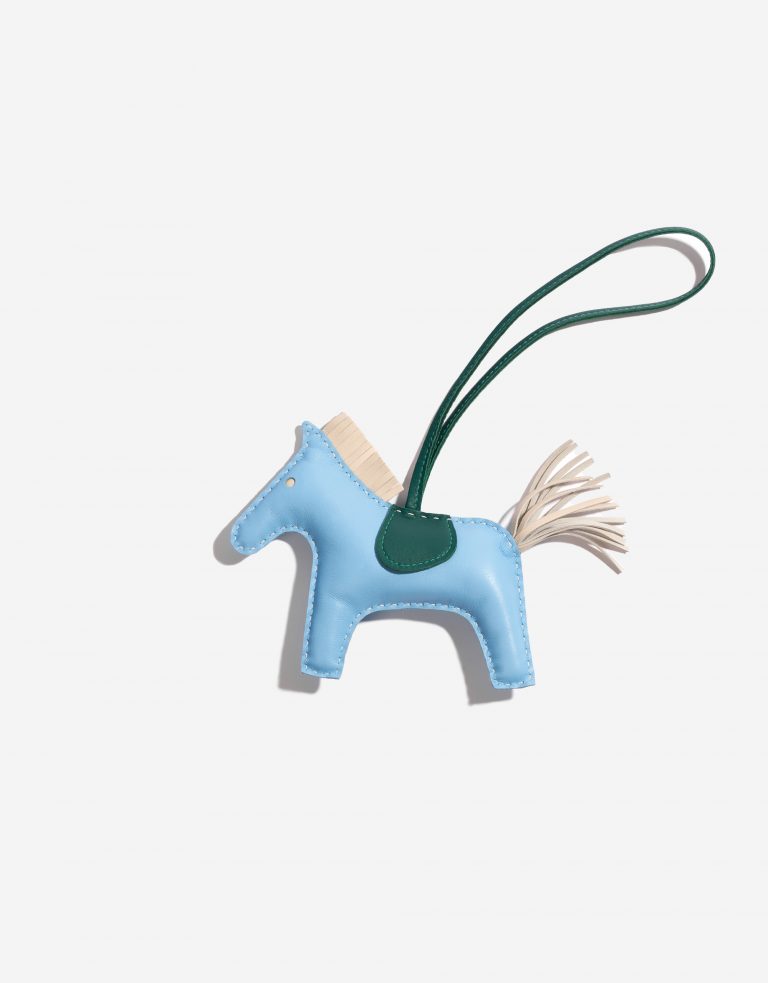 Pre-owned Hermès bag Rodeo MM Milo Lamb Bleu Céleste / Beton / Malachite Beige Front | Sell your designer bag on Saclab.com