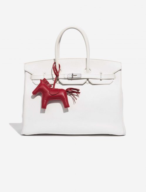 Pre-owned Hermès bag Rodeo MM Milo Lamb Rubis Red Front | Sell your designer bag on Saclab.com