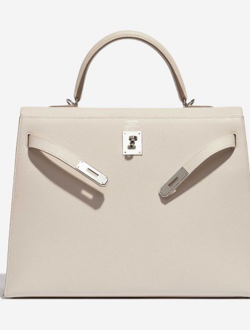 Pre-owned Hermès bag Kelly 35 Epsom Craie White Front Open | Sell your designer bag on Saclab.com