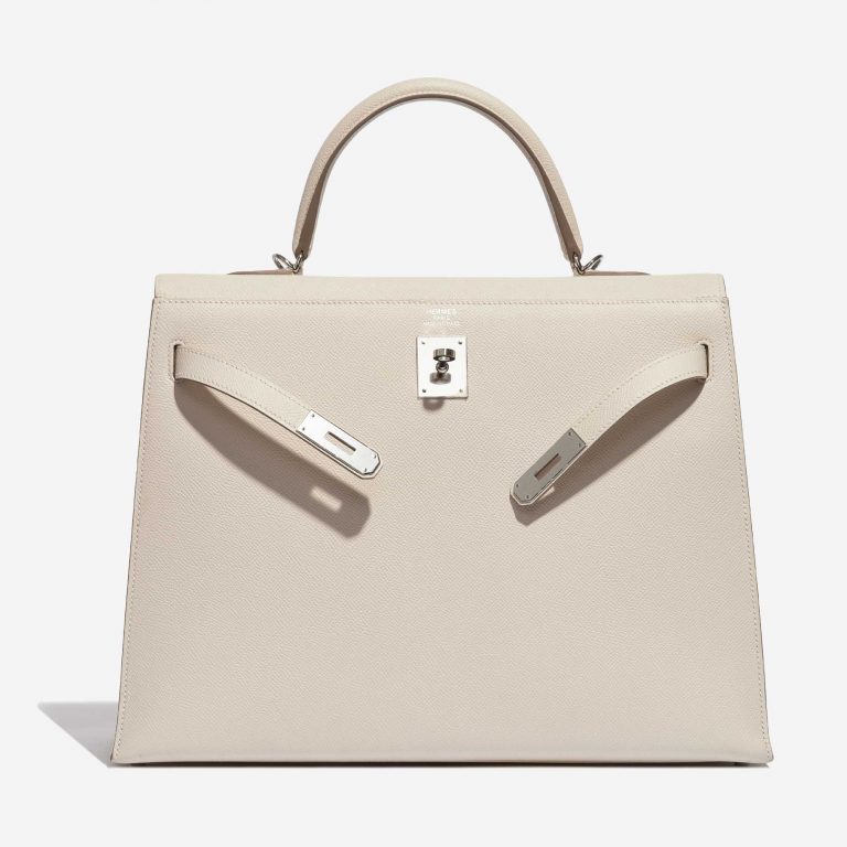Pre-owned Hermès bag Kelly 35 Epsom Craie White Front Open | Sell your designer bag on Saclab.com