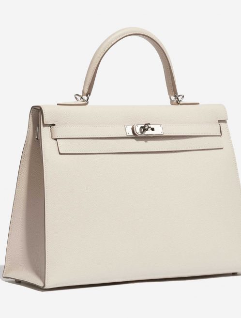 Pre-owned Hermès bag Kelly 35 Epsom Craie White Side Front | Sell your designer bag on Saclab.com