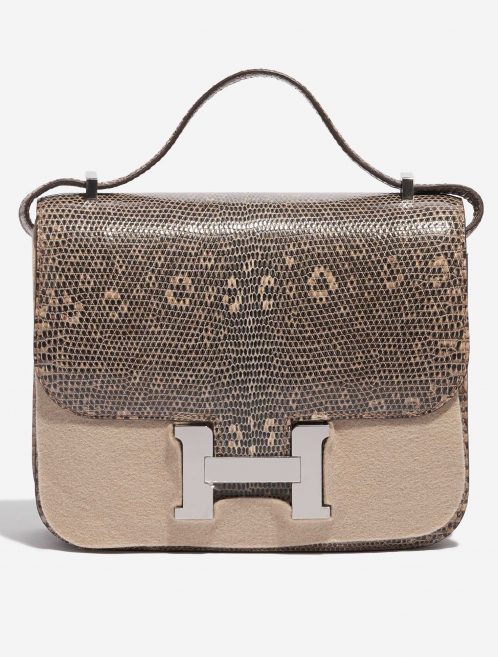 Pre-owned Hermès bag Constance 18 Salvator Lizard Desert Ombré Beige, Brown Front Velt | Sell your designer bag on Saclab.com
