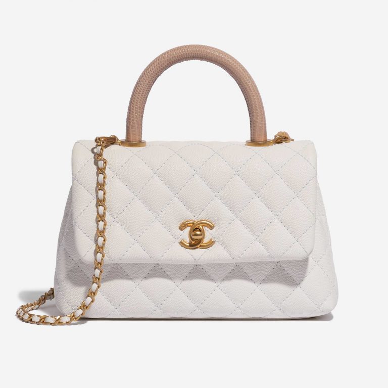 Pre-owned Chanel bag Top Handle Small Caviar Rose White Front | Sell your designer bag on Saclab.com