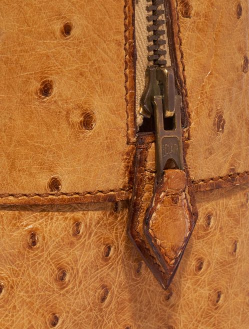 Pre-owned Hermès bag Plume Ostrich Cognac Brown Closing System | Sell your designer bag on Saclab.com