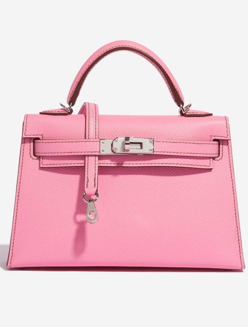 Pre-owned Hermès bag Kelly Mini Epsom 5P Bubblegum Pink, Rose Front | Sell your designer bag on Saclab.com