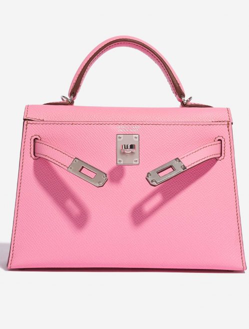 Pre-owned Hermès bag Kelly Mini Epsom 5P Bubblegum Pink, Rose Front Open | Sell your designer bag on Saclab.com