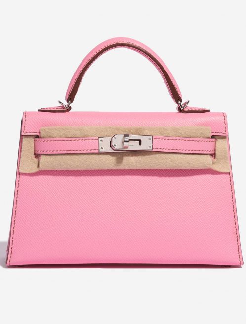 Pre-owned Hermès bag Kelly Mini Epsom 5P Bubblegum Pink, Rose Front Velt | Sell your designer bag on Saclab.com
