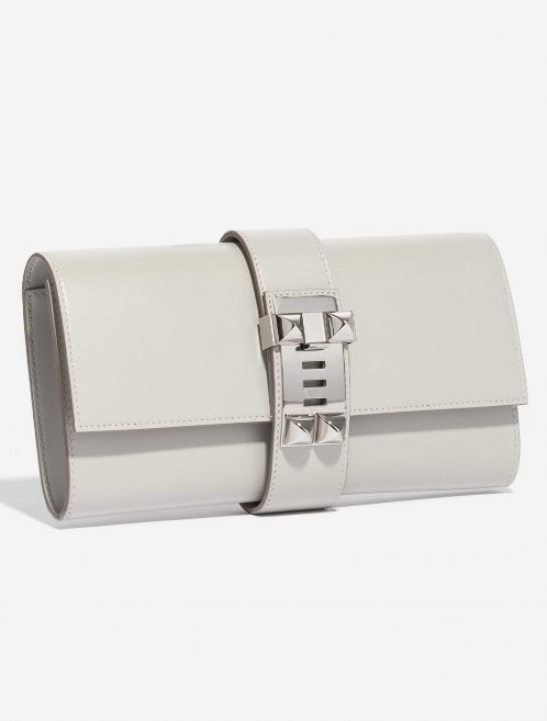 Pre-owned Hermès bag Medor Clutch Swift Gris Perle White Side Front | Sell your designer bag on Saclab.com