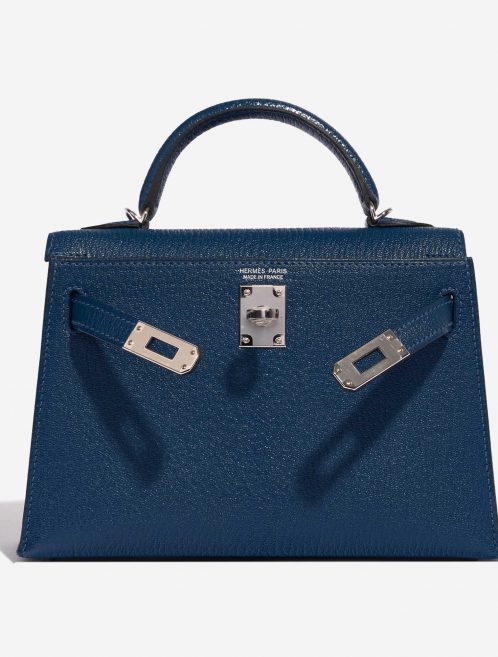 Pre-owned Hermès bag Kelly Mini Chèvre Mysore Deep Blue / Blue Izmir Blue | Sell your designer bag on Saclab.com
