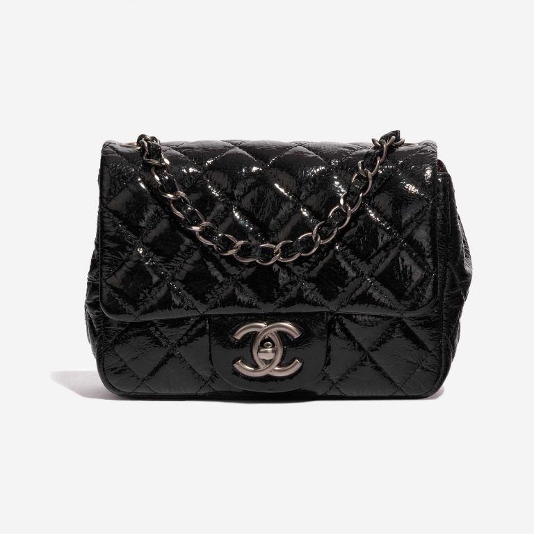 Pre-owned Chanel bag Timeless Mini Square Patent Leather Black Black Front | Sell your designer bag on Saclab.com