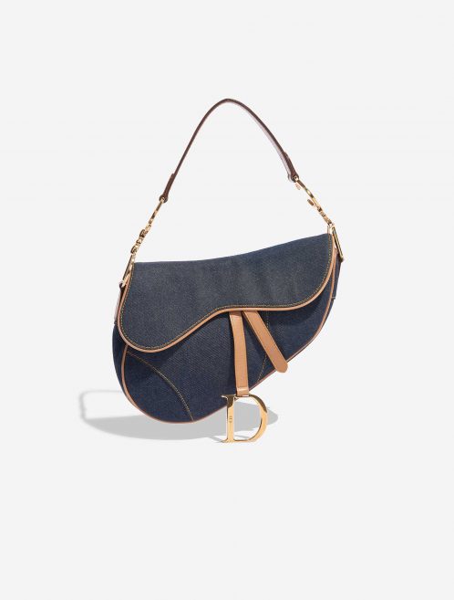 Pre-owned Dior bag Saddle Medium Leather Denim Blue Blue Front | Sell your designer bag on Saclab.com