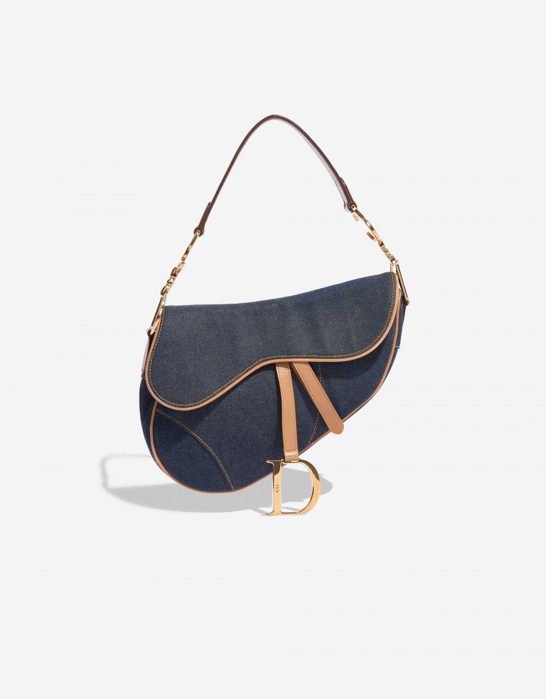 Pre-owned Dior bag Saddle Medium Leather Denim Blue Blue Front | Sell your designer bag on Saclab.com