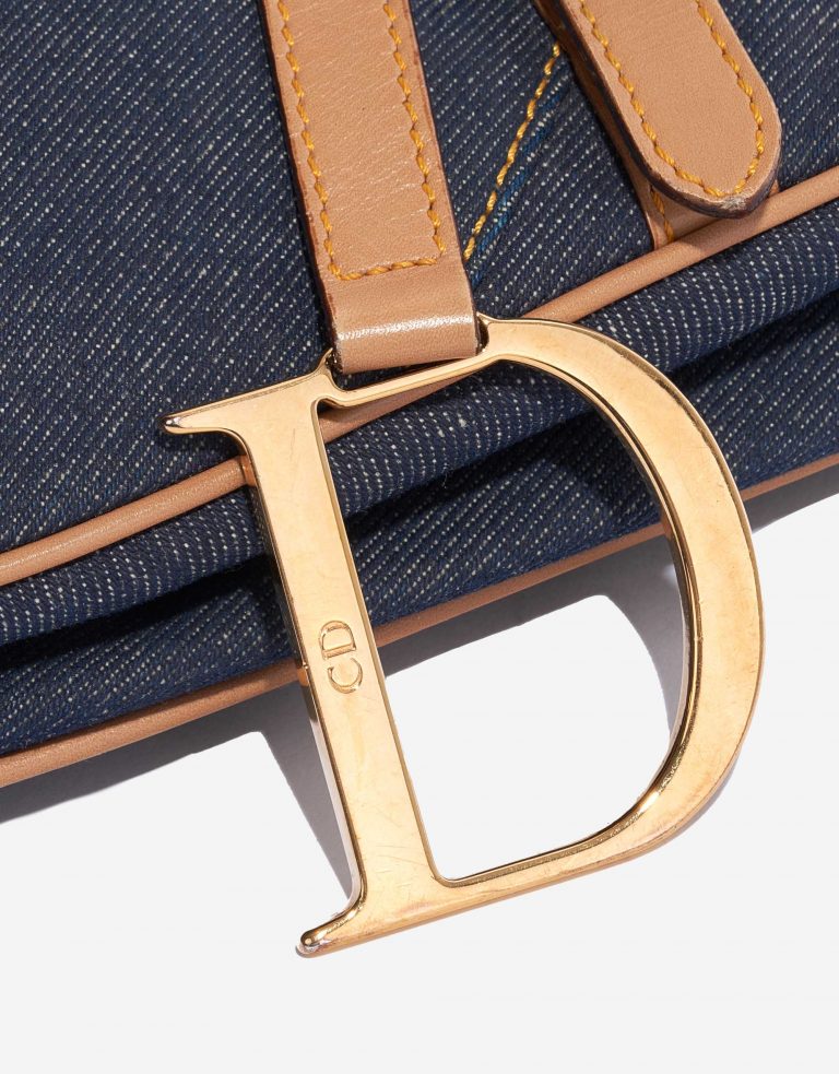 Pre-owned Dior bag Saddle Medium Leather Denim Blue Blue Front | Sell your designer bag on Saclab.com