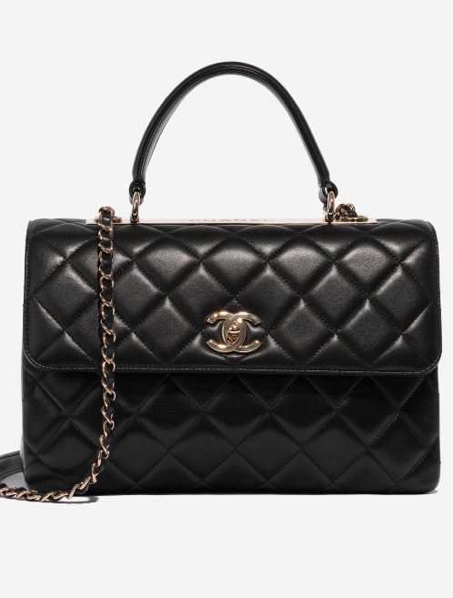 Pre-owned Chanel bag Timeless Handle Medium Calf Black Black Front | Sell your designer bag on Saclab.com