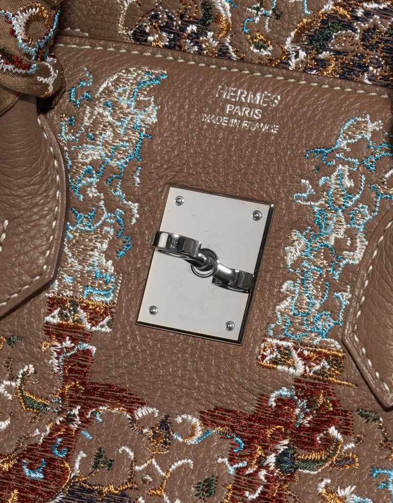 Pre-owned Hermès bag Birkin 35 Togo / Embroidery customised by Jay Ahr Brown, Multicolour Logo | Sell your designer bag on Saclab.com