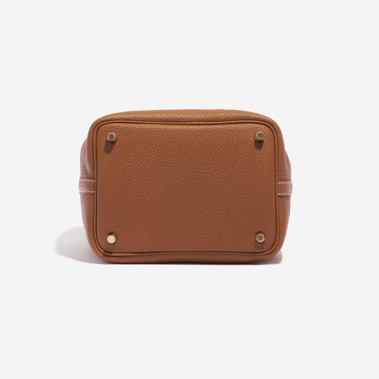 Pre-owned Hermès bag Picotin 18 Taurillon Clemence Gold Brown Bottom | Sell your designer bag on Saclab.com