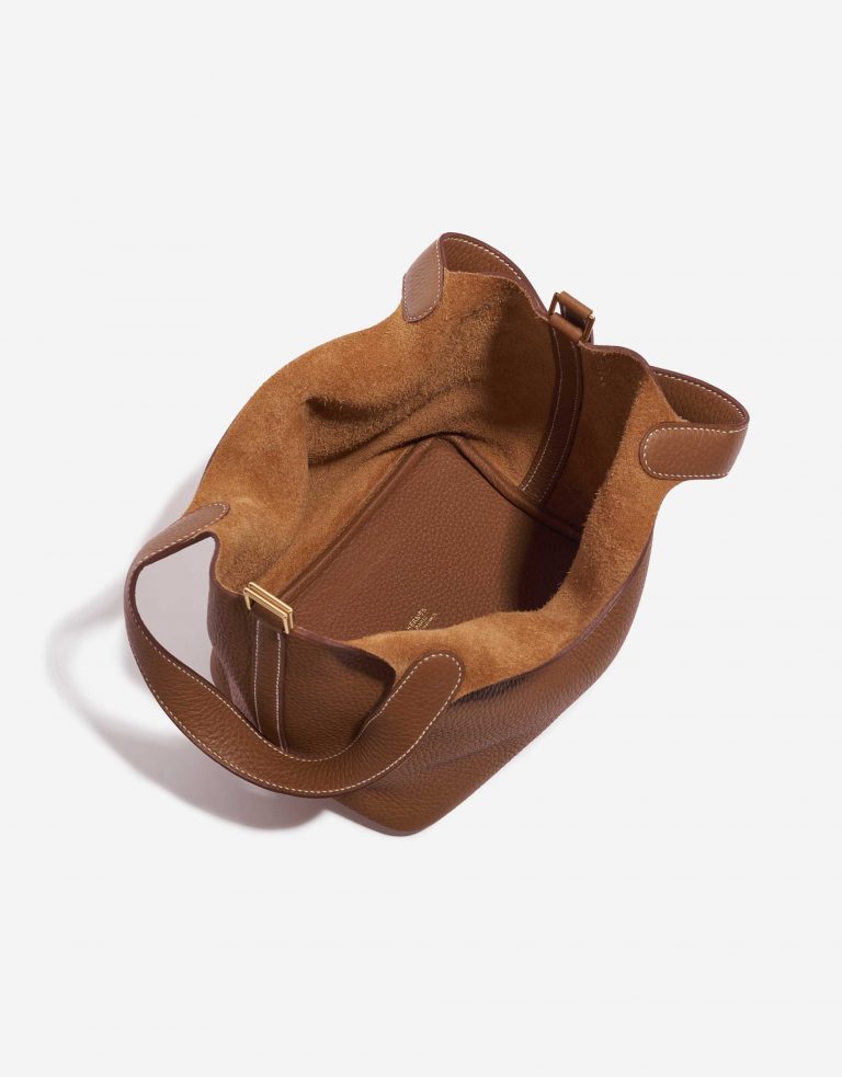 Pre-owned Hermès bag Picotin 18 Taurillon Clemence Gold Brown | Sell your designer bag on Saclab.com