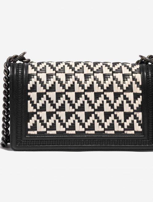 Pre-owned Chanel bag Boy Old Medium Lamb Black / White Black, White Back | Sell your designer bag on Saclab.com