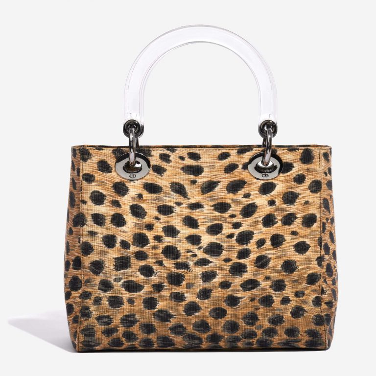 Pre-owned Dior bag Lady Medium Fabric / PVC Leopard Black, Brown, Multicolour Back | Sell your designer bag on Saclab.com