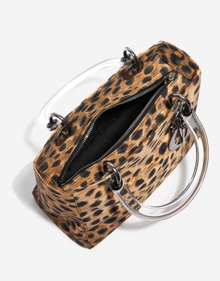 Pre-owned Dior bag Lady Medium Fabric / PVC Leopard Black, Brown, Multicolour Inside | Sell your designer bag on Saclab.com