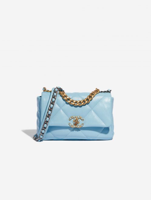 Pre-owned Chanel bag 19 Flap Bag Lamb Sky Blue Blue Front | Sell your designer bag on Saclab.com
