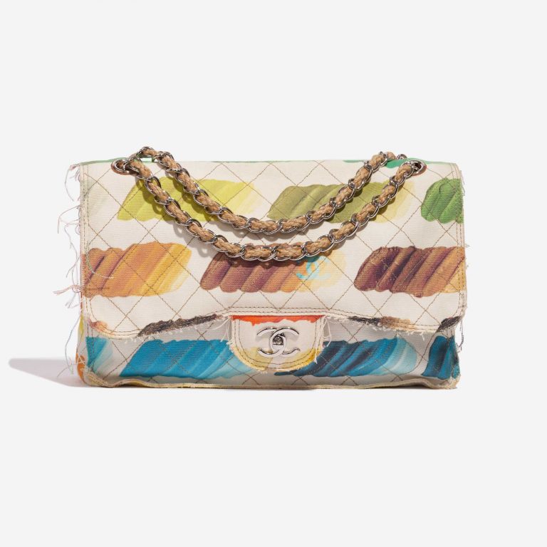 Pre-owned Chanel bag Timeless Flap Jumbo Canvas White Paint Palette Multicolour, White Front | Sell your designer bag on Saclab.com