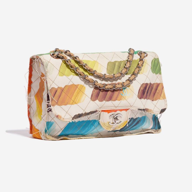 Pre-owned Chanel bag Timeless Flap Jumbo Canvas White Paint Palette Multicolour, White Side Front | Sell your designer bag on Saclab.com