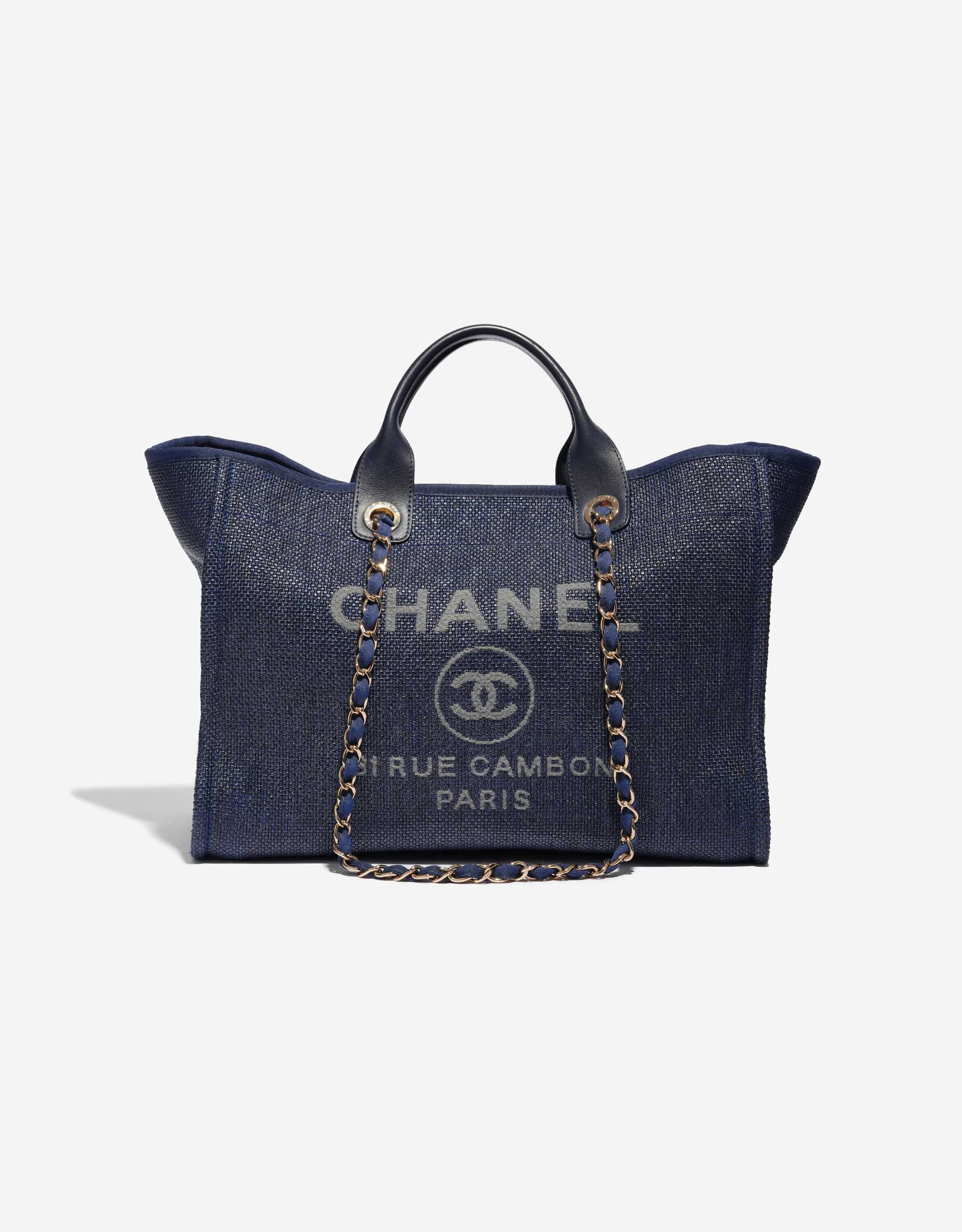 Chanel Deauville mittelgroße Stofftasche Blau SACLÀB