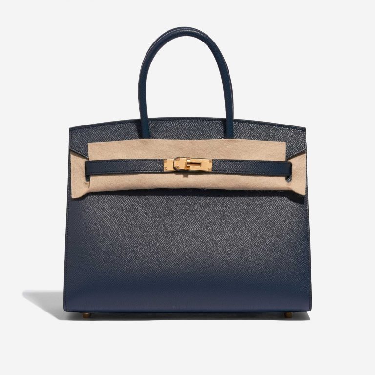 Pre-owned Hermès bag Birkin 30 Epsom Blue Indigo Blue Front Velt | Sell your designer bag on Saclab.com