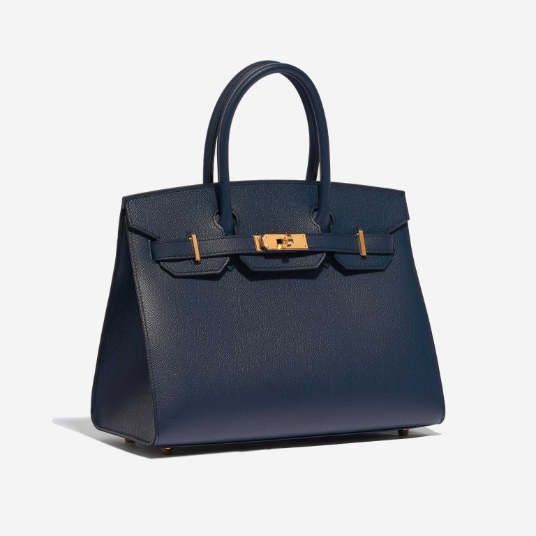 Pre-owned Hermès bag Birkin 30 Epsom Blue Indigo Blue Side Front | Sell your designer bag on Saclab.com