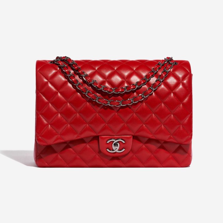 Pre-owned Chanel bag Timeless Maxi Lamb Red Red Front | Sell your designer bag on Saclab.com