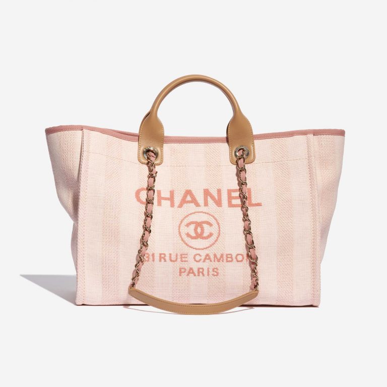 Pre-owned Chanel bag Deauville Medium Canvas Pink Pink, Rose Front | Sell your designer bag on Saclab.com